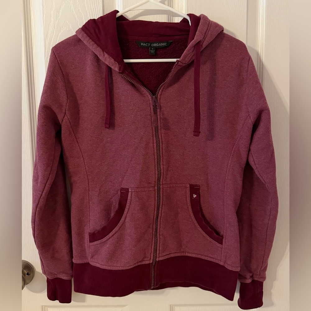 PACT Organic Burgundy Zip-Up Hoodie Small